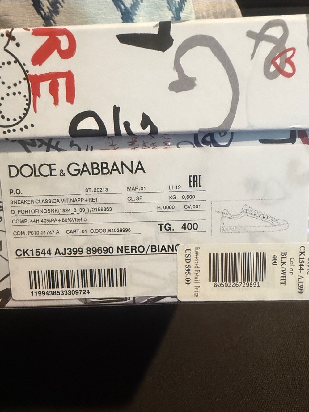 Dolce & Gabbana Black Leather Low-Top Sneakers with White Outsole - Picture 7 of 7